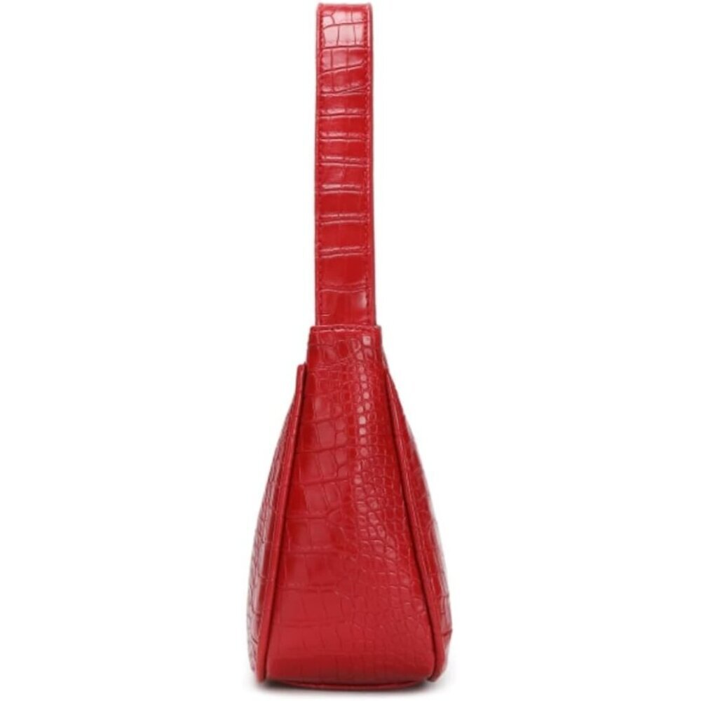 Women Crocodile Red Imported Polyester Leather Zipper Closure Mini Tote Handbag - Picture 4 of 6